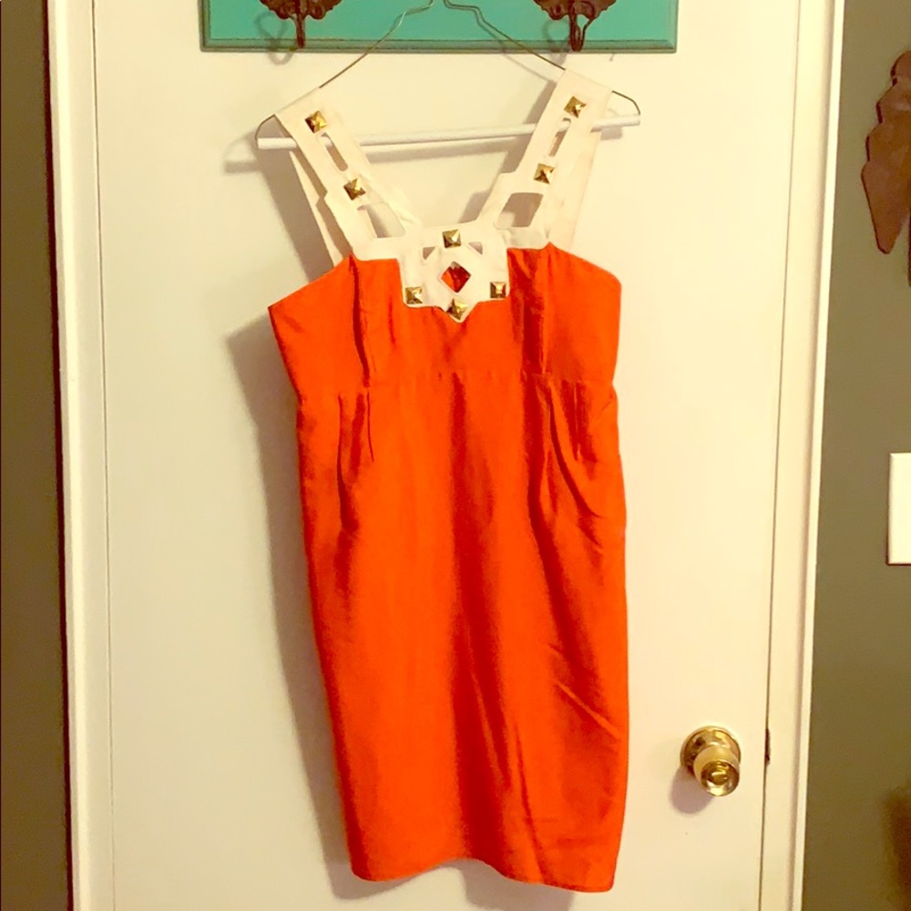 Size 4 Shoshonna Orange Cocktail Dress